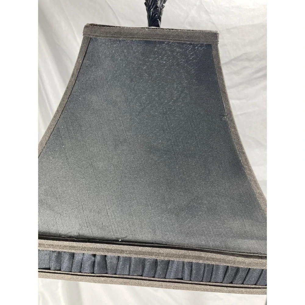 Vintage Bridge Arm Victorian Side Table Night Stand Lamp With Square Black Shade